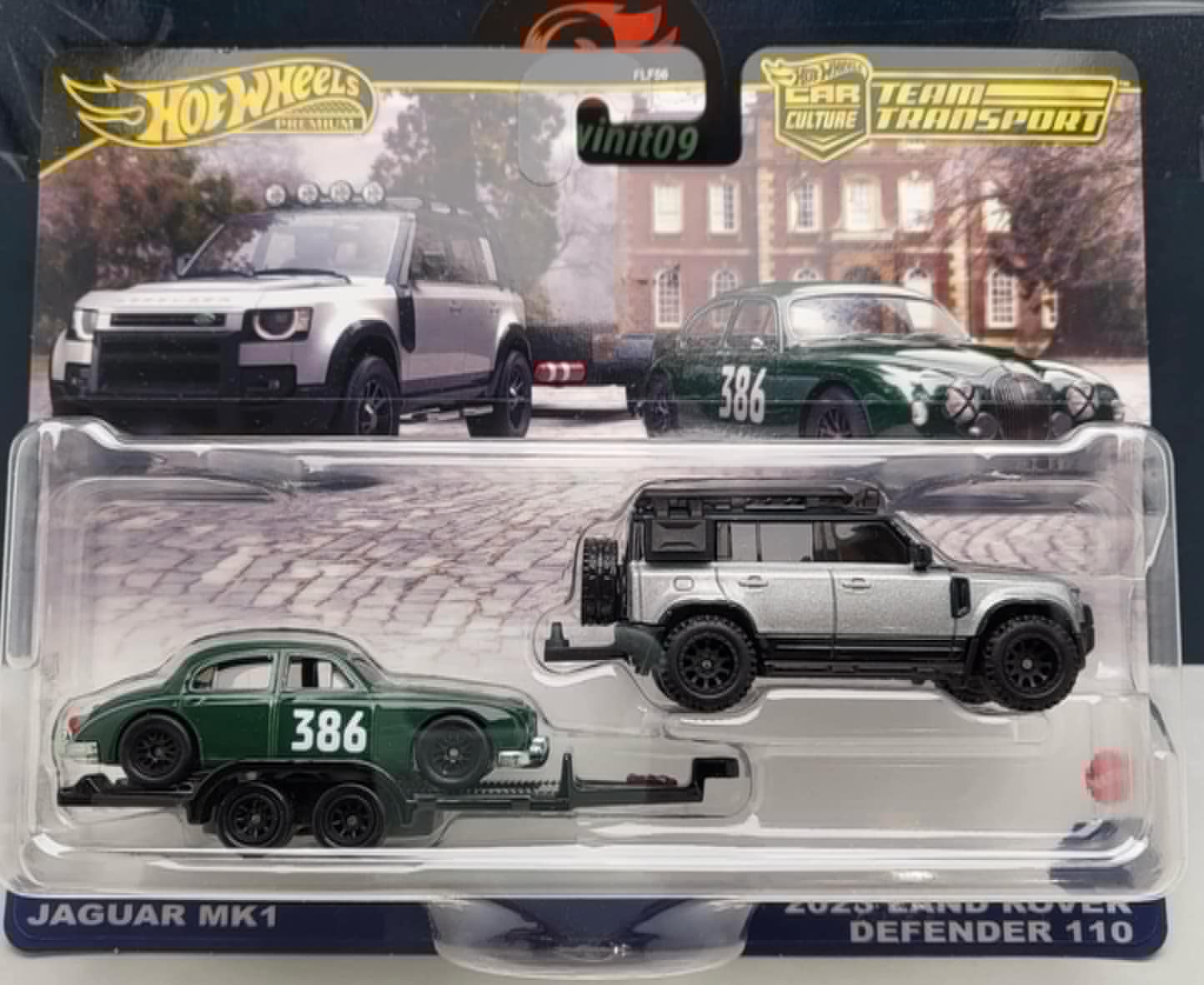 Hot Wheels 2024 Team Transport Jaguar MK 1 & 2023 Land Rover Defender 110 Case E