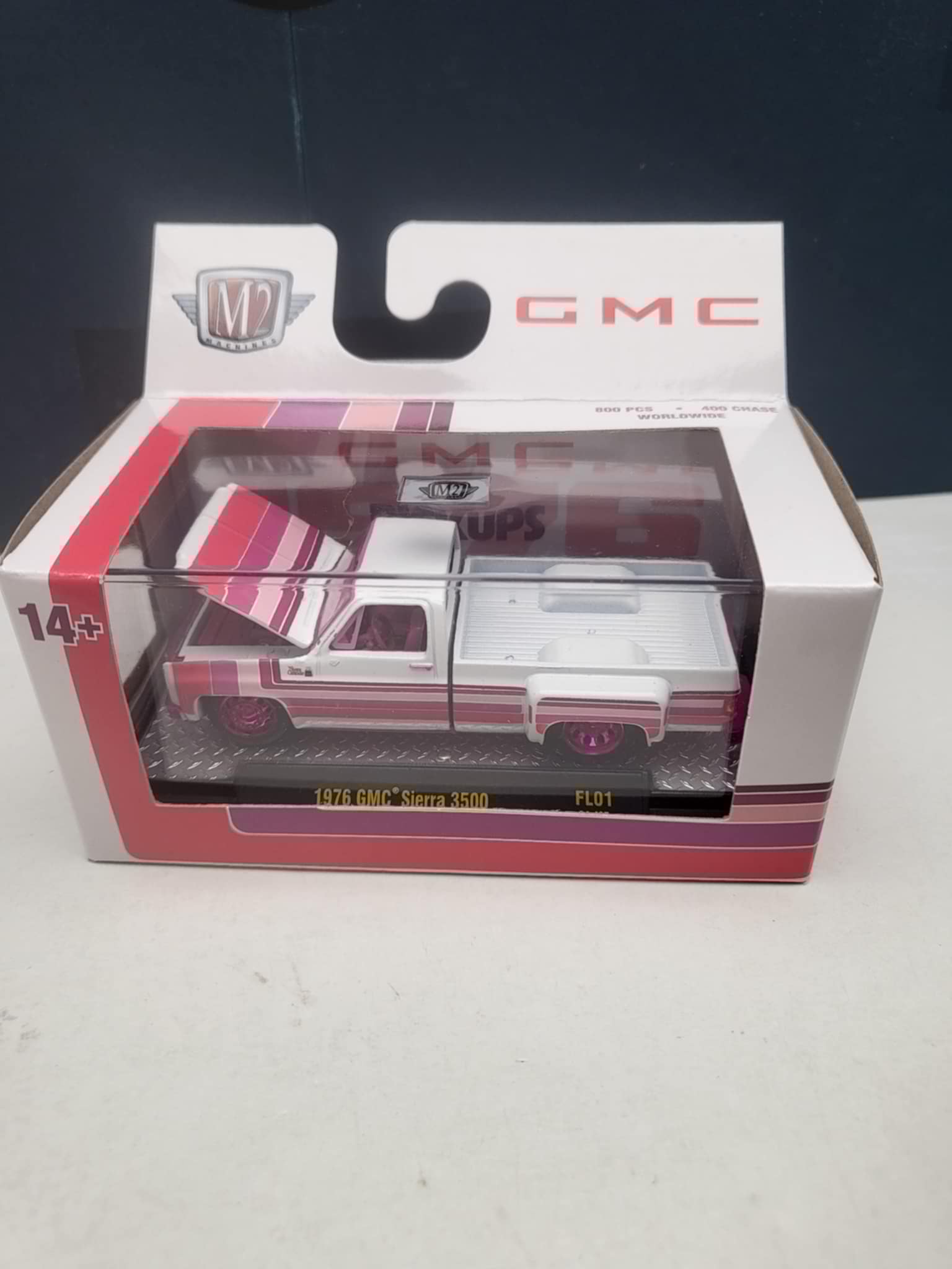 M2 Machines 2024 1:64 SEMA RFL01 1976 GMC Sierra 3500 Chase 350 Made